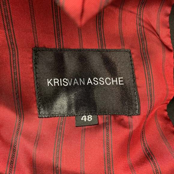 KRIS VAN ASSCHE Black Wool Peak Lapel Sport Coat - Picture 5 of 7